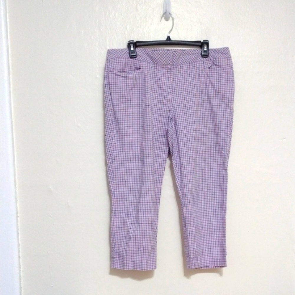 Talbots Blue/Pink Checkered Cropped Pants